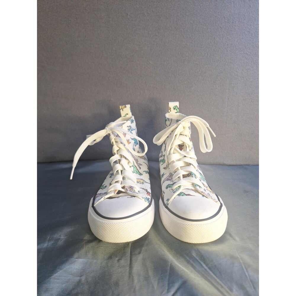 HOT TOPIC Dinosaur Hi Top Sneakers Women's Size 7 White Canvas Shoes